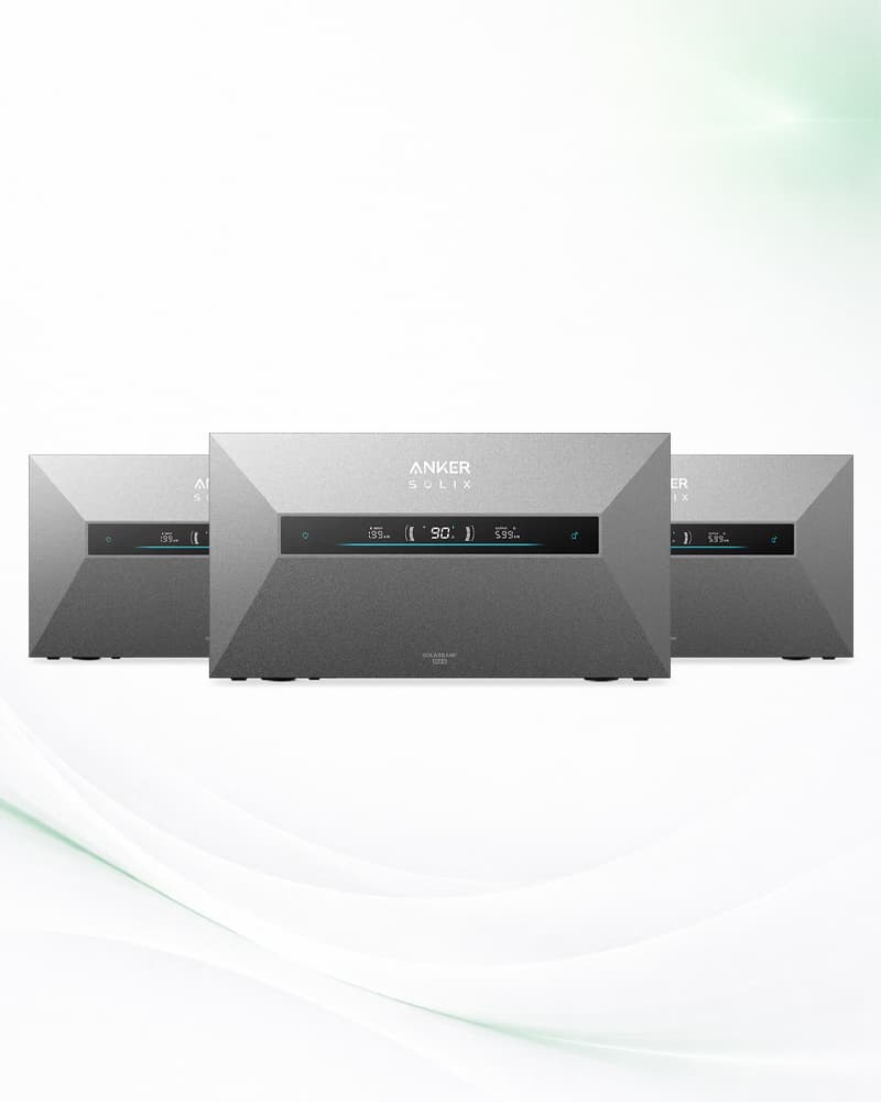 Anker SOLIX Solarbank opstelling met 3 basisunits