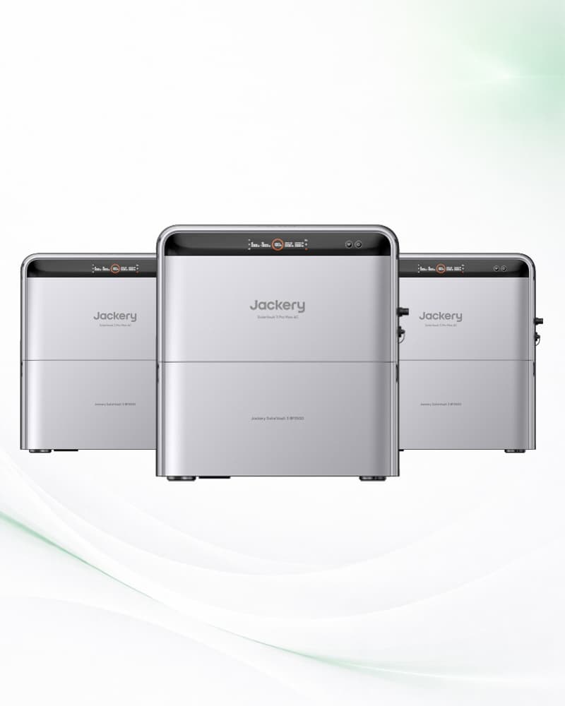 Jackery SolarVault 3 opstelling met 3 basisunits