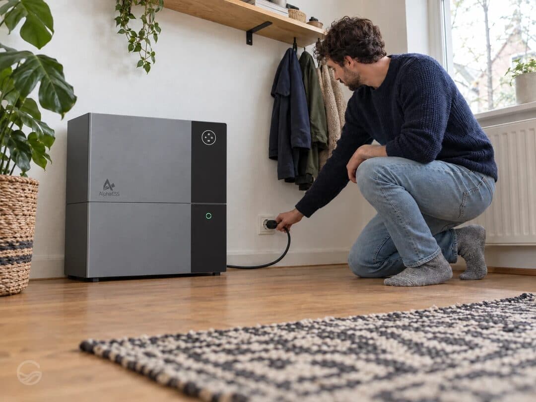 Stekker van de AlphaESS VitaPower in een geaard stopcontact steken